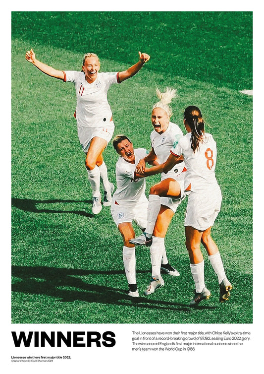 England Lionesses Ladies Football Poster Print Vintage Retro A5 A4 A3 print painting Lucy Bronze, Jill Scott, Lauren Hemp, Mary Earps
