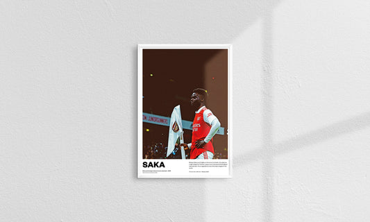 Bukayo Saka Arsenal Football Poster Print Vintage Retro A3 A4 print painting star boy, little chilli AFC