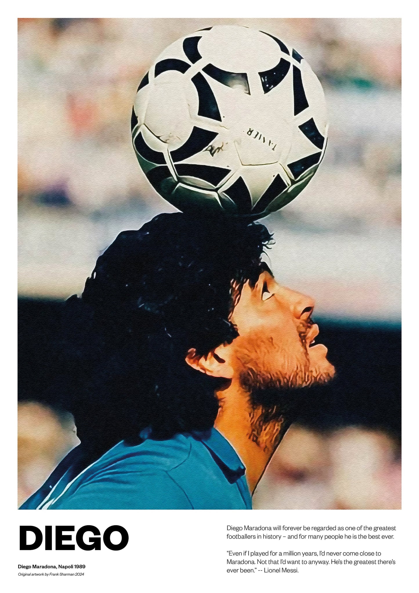 Diego Maradona | Football | Poster Print | Painting | World Cup | Argentina | Napoli | Boca Juniors | Vintage Retro A5 A4 A3 | Memorabilia