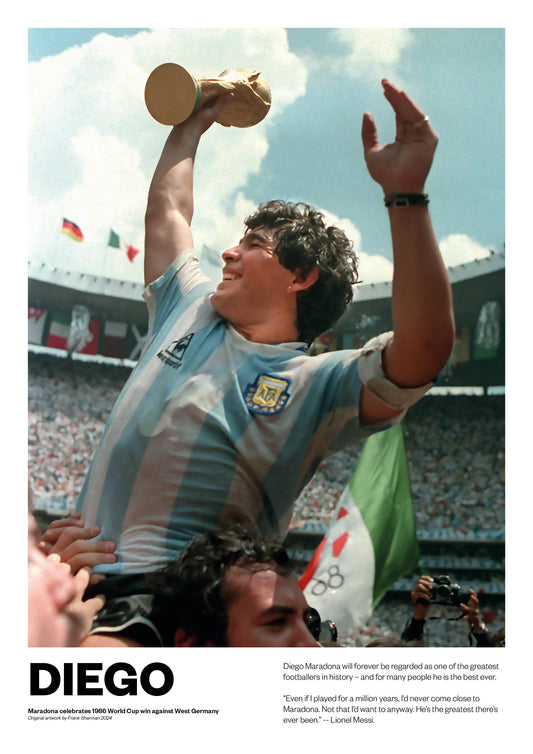 Diego Maradona | Football | Poster Print | Painting | World Cup | Argentina | Napoli | Boca Juniors | Vintage Retro A5 A4 A3 | Memorabilia