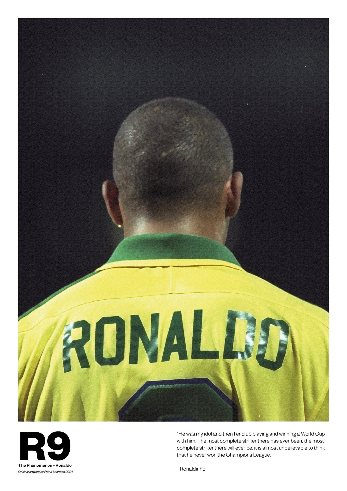 Ronaldo - R9 - Brazil - Brazilian - Football Poster Print World Cup Vintage Retro A4 A3 A5 print painting