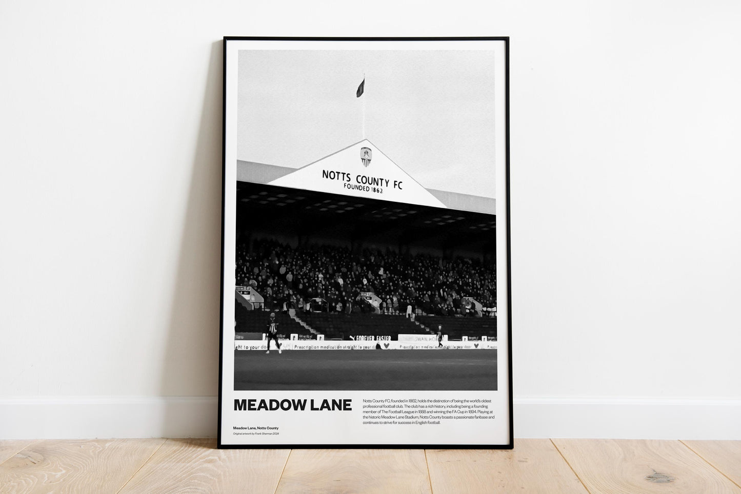 Notts County - Meadow Lane Stadium - Poster Print A4 A3 painting - Stadium ground - Magpies