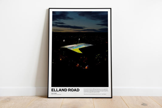 Leeds United LUFC Poster Print A5 A4 A3 painting, Elland Road, The Whites Championship Football