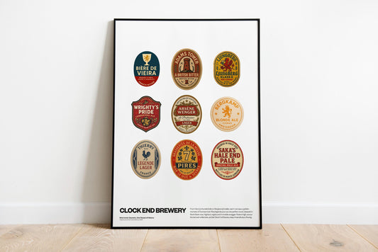 Arsenal Football Legends - Beer mat Poster Print Vintage Retro painting AFC Gunners Henry, Saka, Ødegaard, Rice, Wright - Gift - Wall art