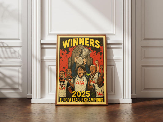 Tottenham Hotspur - Europa League winners - Comic style - MF DOOM STYLE - Stadium Poster Print A4 A3 painting, Spurs, son heung-min
