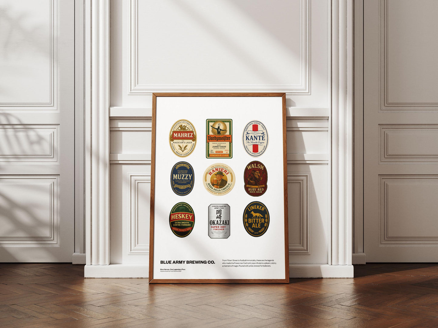 Leicester City legends beer mat Football Poster Print A4 A3 painting, Claudio Ranieri, premier league winners champions, Jamie Vardy lcfc