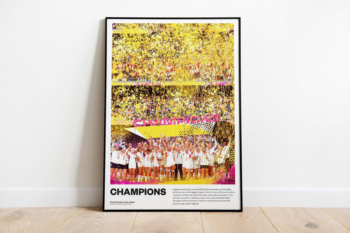 England Women’s Rugby World Cup Champions 2025 Poster – Red Roses Celebration Print, Trophy Lift Wall Art