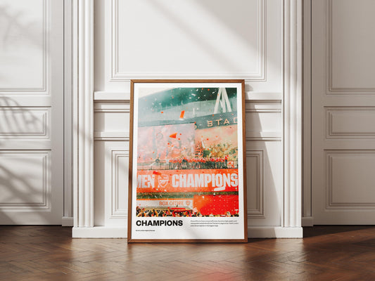 Arsenal Ladies Women's Champions League Painting Poster Print | Trophy lift | Parade | Football painting AFC Gunners | Emirates Stadium