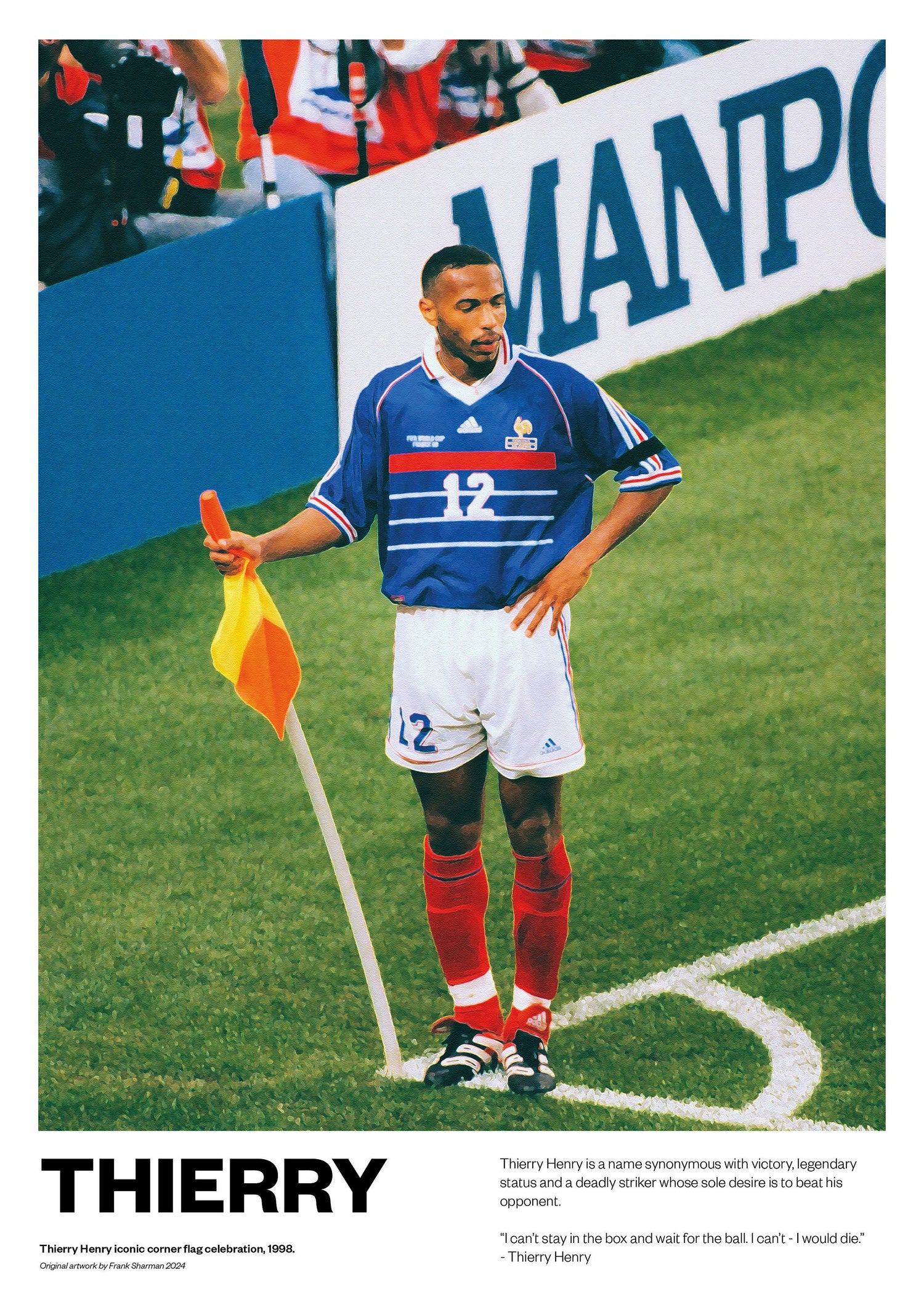 Thierry Henry France Arsenal Football Poster Print World Cup Vintage Retro A5 A4 A3 print painting