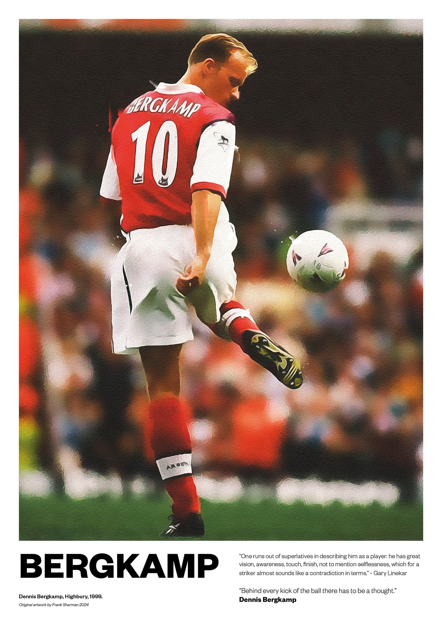 Dennis Bergkamp Arsenal Football Poster Print Vintage Retro A4 print painting AFC Dutch Netherlands
