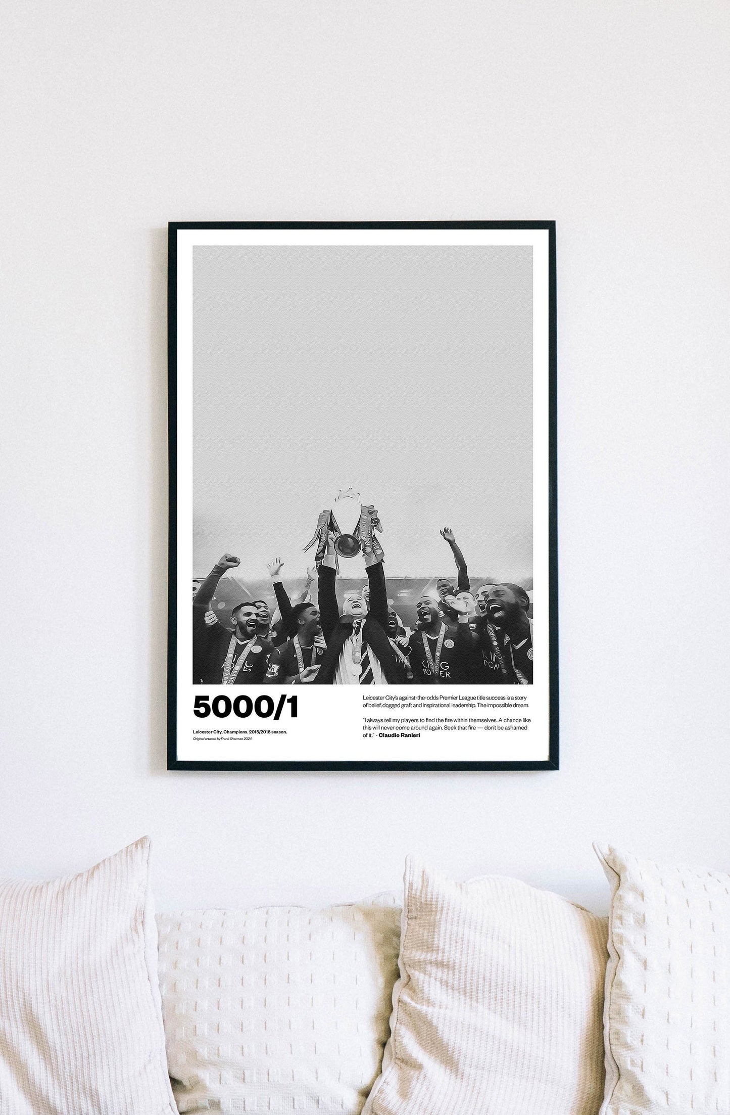 Leicester City Football Poster Print A4 painting, Claudio Ranieri, premier league winners champions, Jamie Vardy lcfc