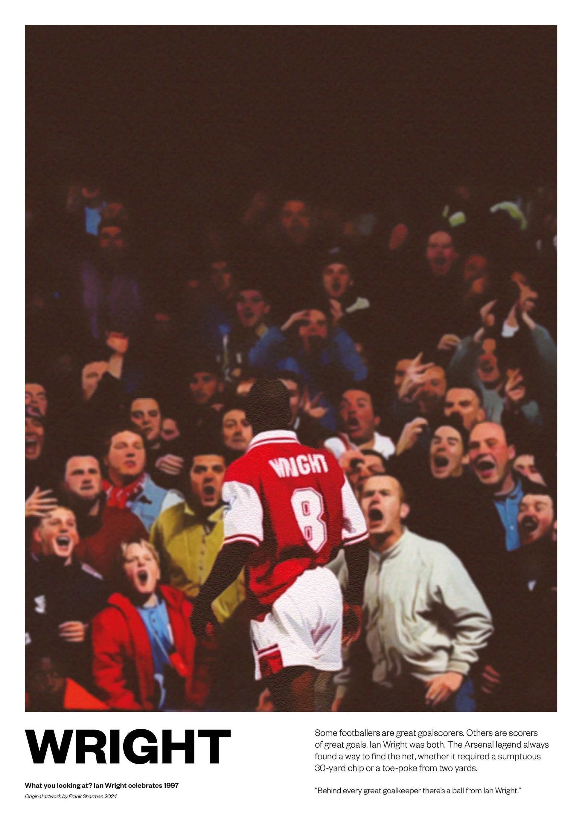 Ian Wright Arsenal Football Poster Print Vintage Retro A5 A4 A3 print painting England Wrighty AFC