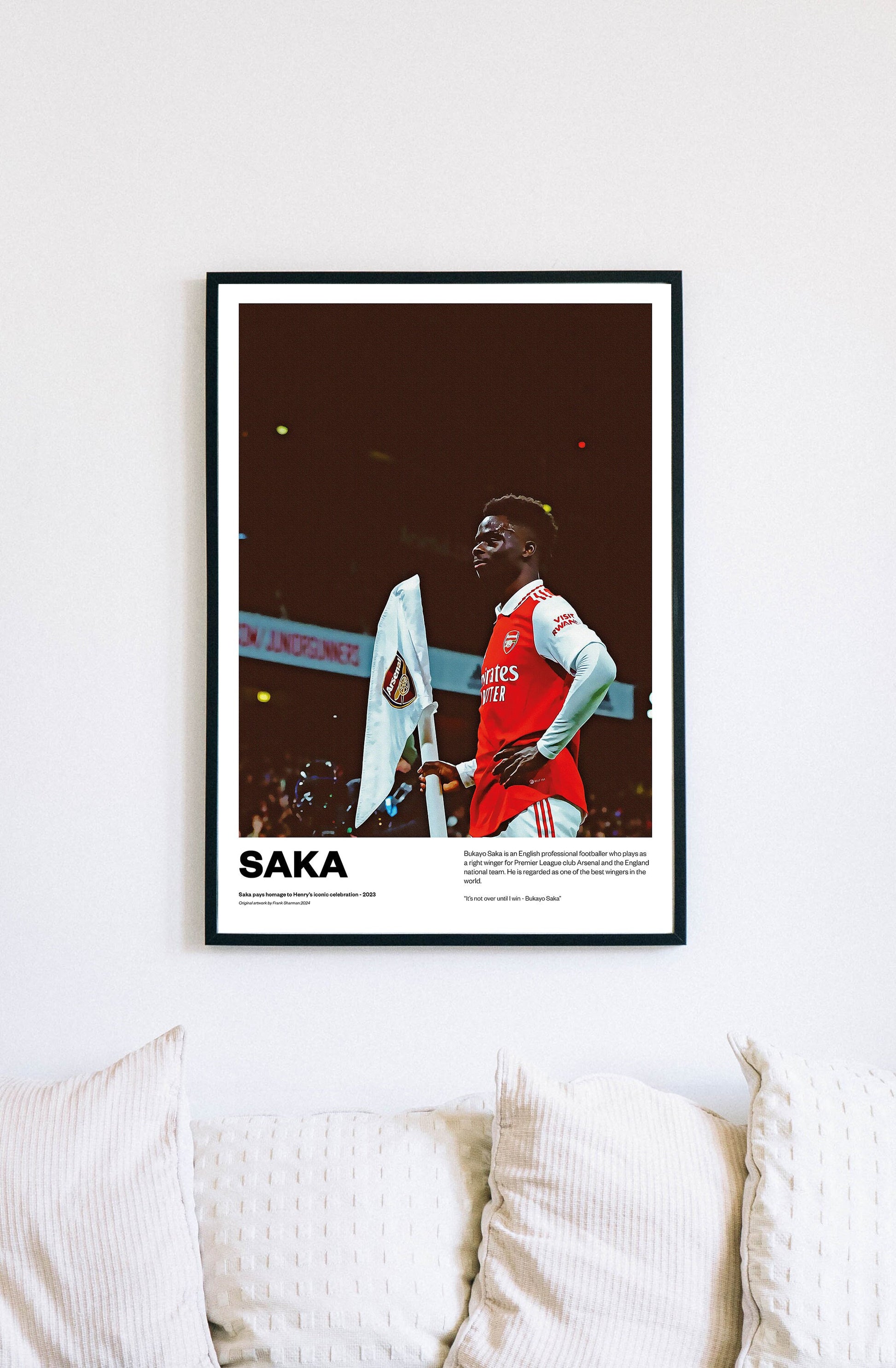 Bukayo Saka Arsenal Football Poster Print Vintage Retro A3 A4 print painting star boy, little chilli AFC