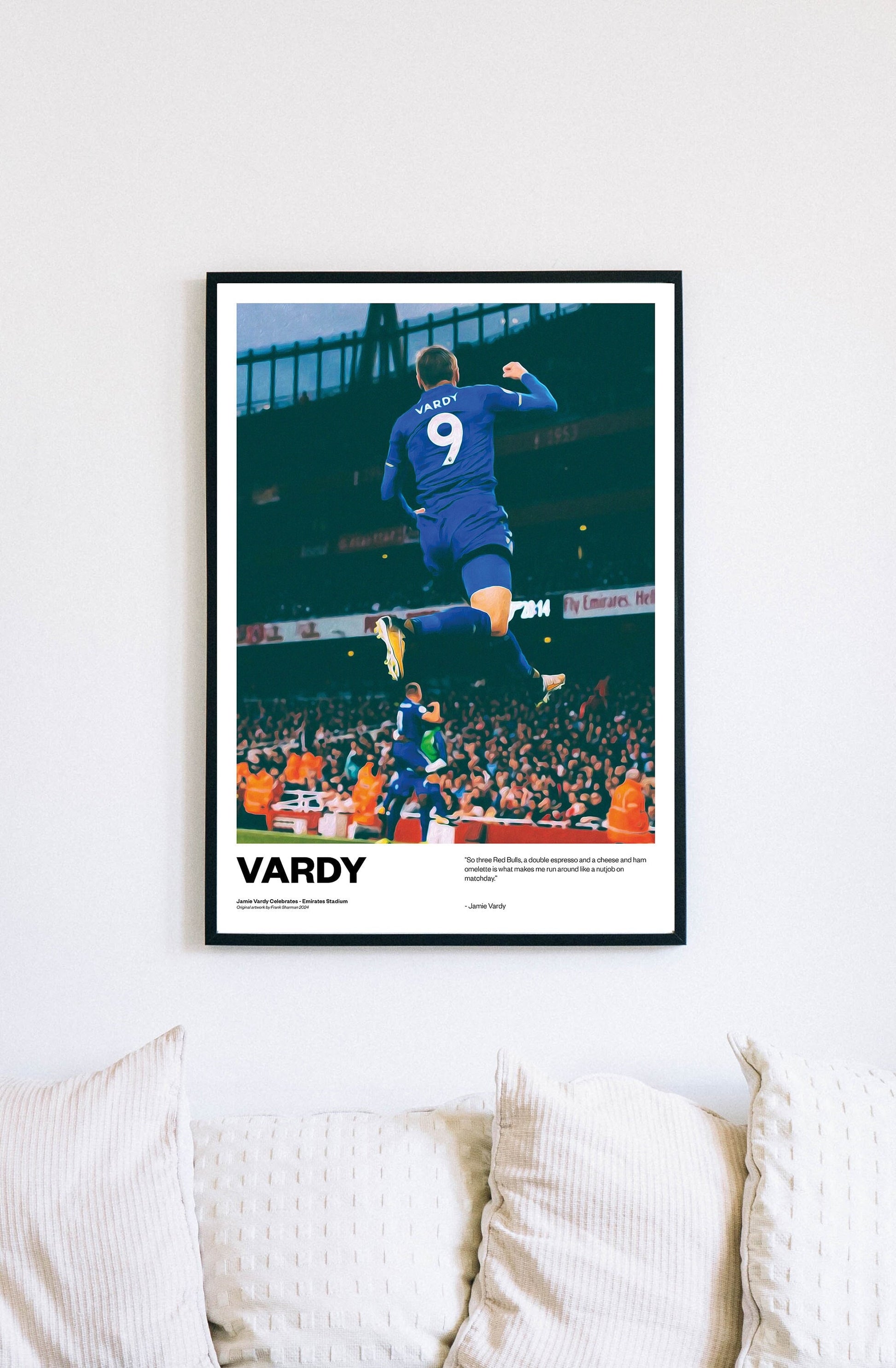 Jamie Vardy Leicester City Football Poster Print A5 A4 A3 painting, Claudio Ranieri, premier league winners champions, lcfc