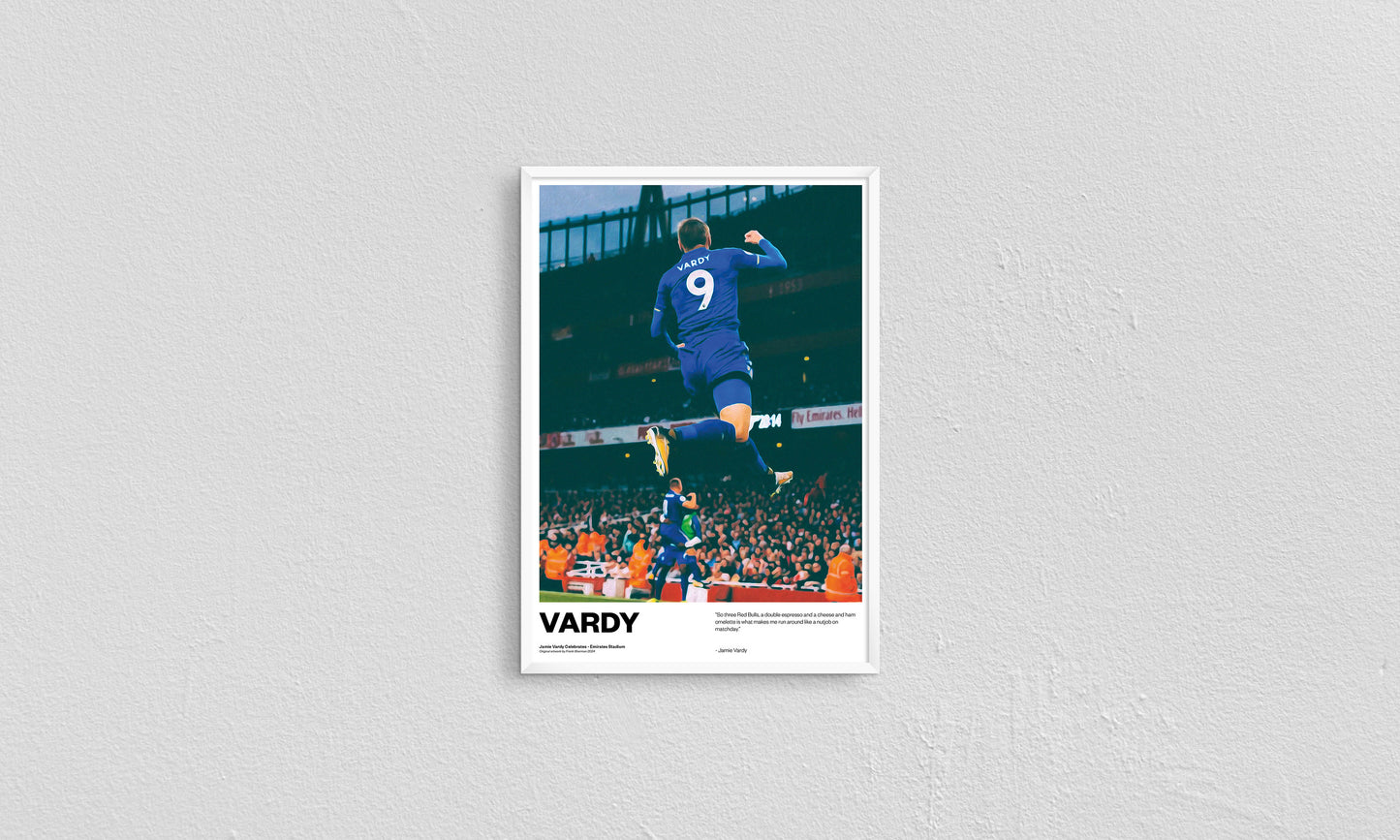 Jamie Vardy Leicester City Football Poster Print A5 A4 A3 painting, Claudio Ranieri, premier league winners champions, lcfc