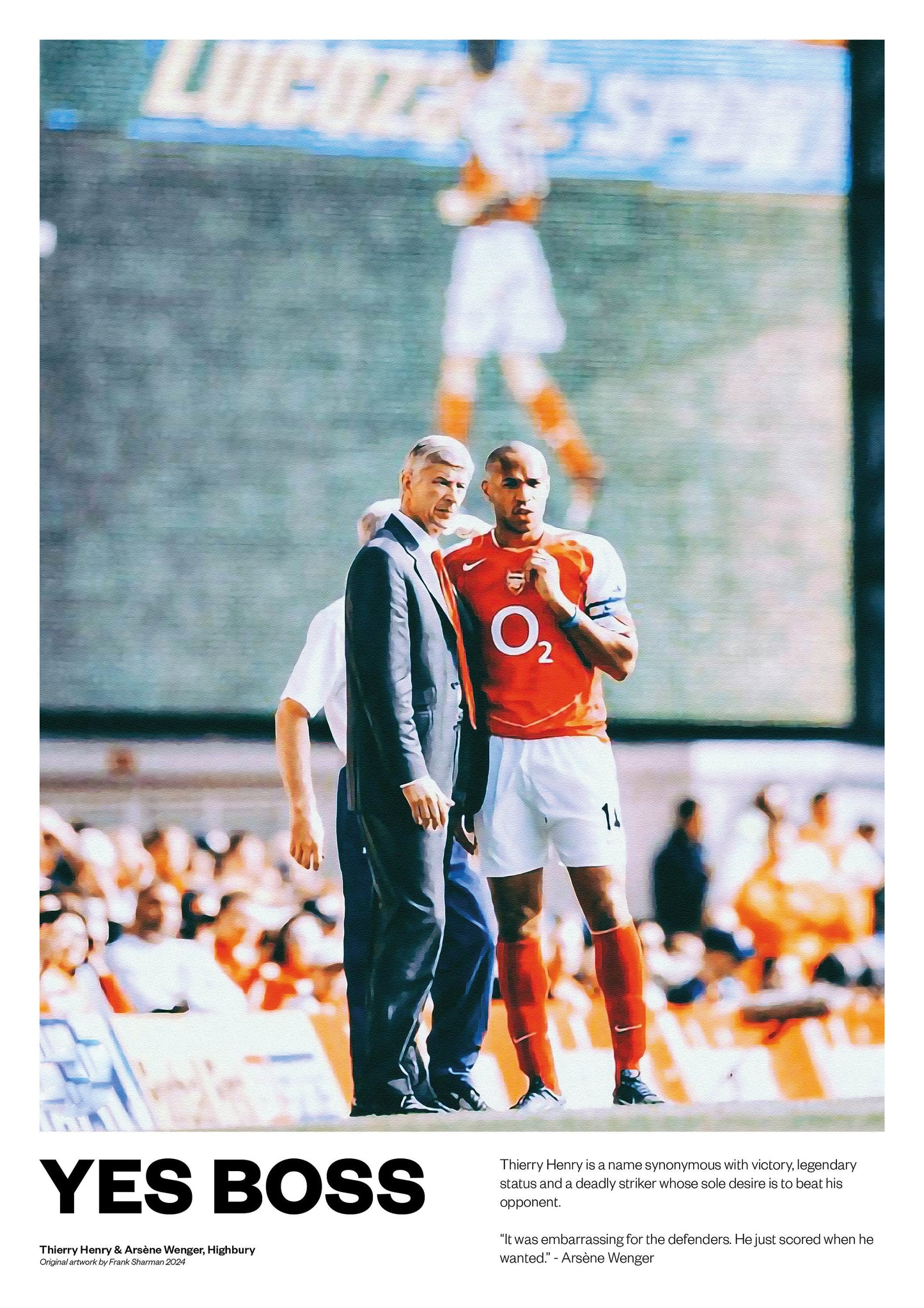 Arsene Wenger Thierry Henry France Arsenal Football Poster Print World Cup Vintage Retro A5 A4 A3 print painting Highbury Invincibles