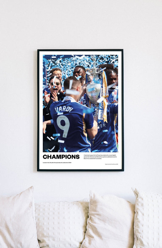 Leicester City Football Poster Print A5 A4 A3 painting, championship winners champions, Jamie Vardy lcfc 2023 2024 Enzo Maresca