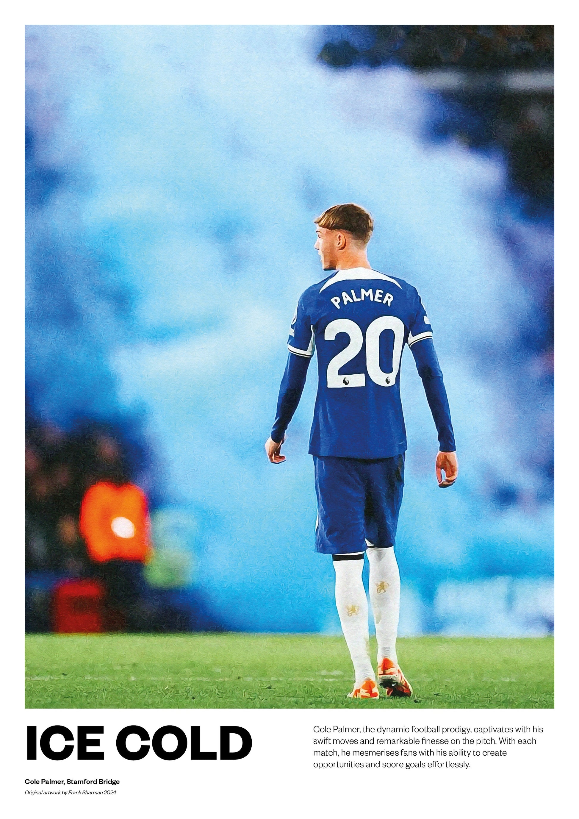 Cole Palmer Chelsea fc Football Poster Print Vintage Retro A4 print painting England - Ice cold - The Blues - Stamford Bridge