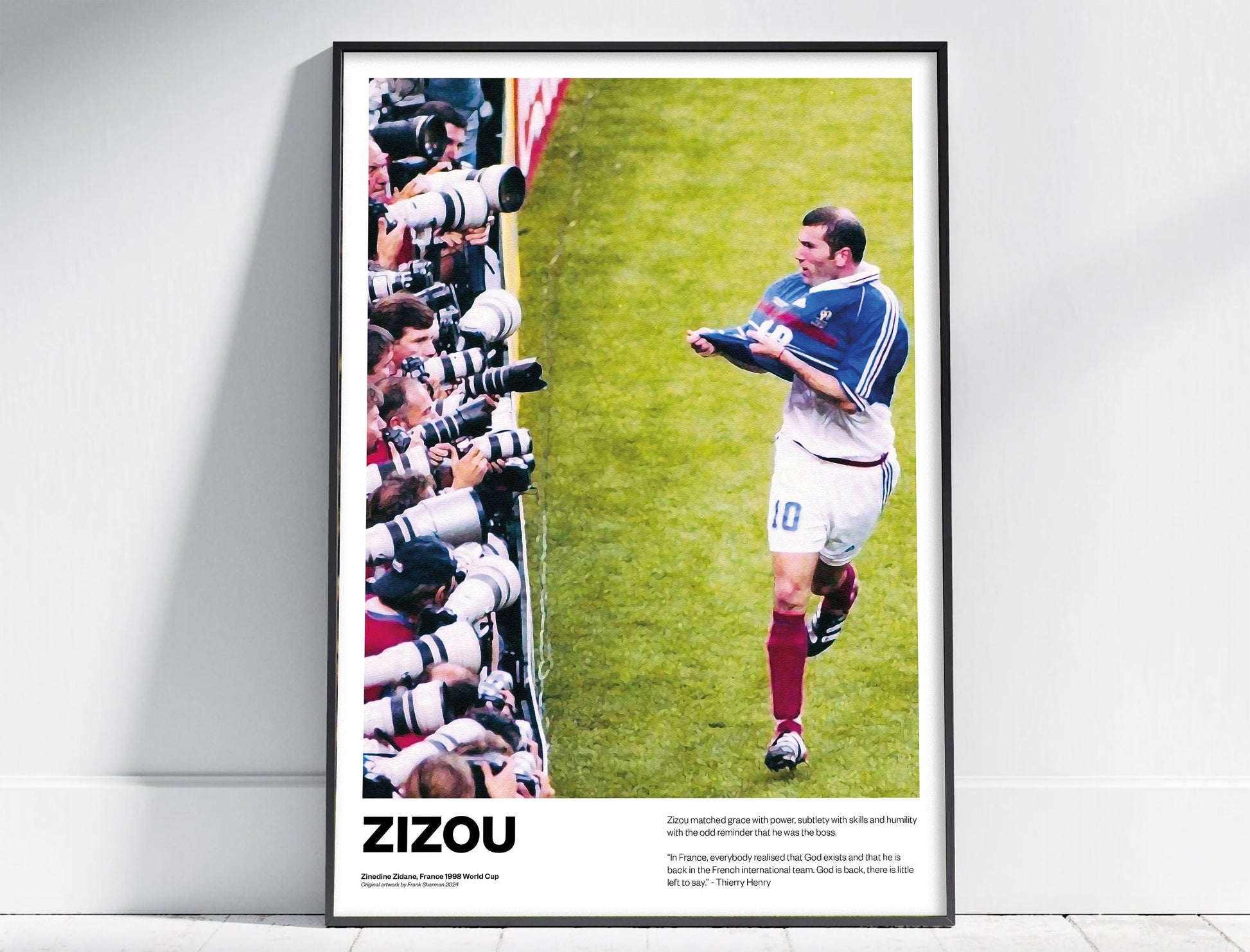 Zinedine Zidane France Zizou Real Madrid Football Poster Print World Cup Vintage Retro A5 A4 A3 print painting
