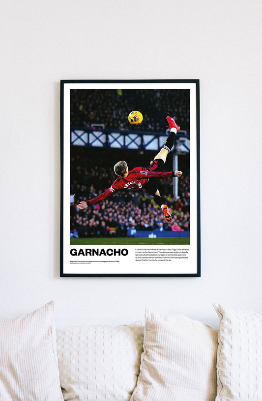 It came in the third minute of the match, after Diogo Dalot delivered a cross into the Everton box. The pass was seemingly too deep for Garnacho, but the attacker managed to sort his feet, leap in the air, and connect with an overhead kick.