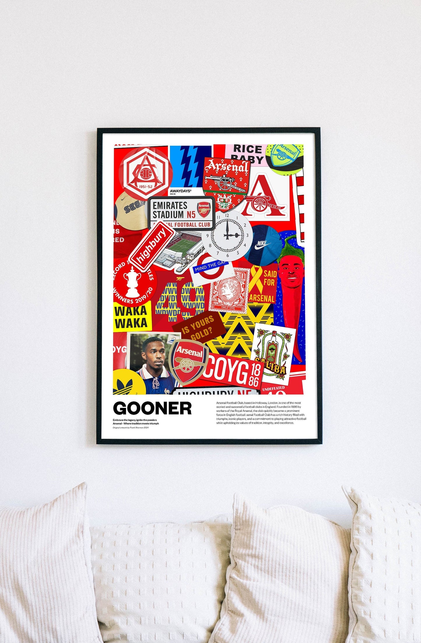 Arsenal Football Poster Stickers - AFC Print Vintage Retro A4 print painting - Rice Odegaard Saka Havertz Thierry Henry Highbury Gunners