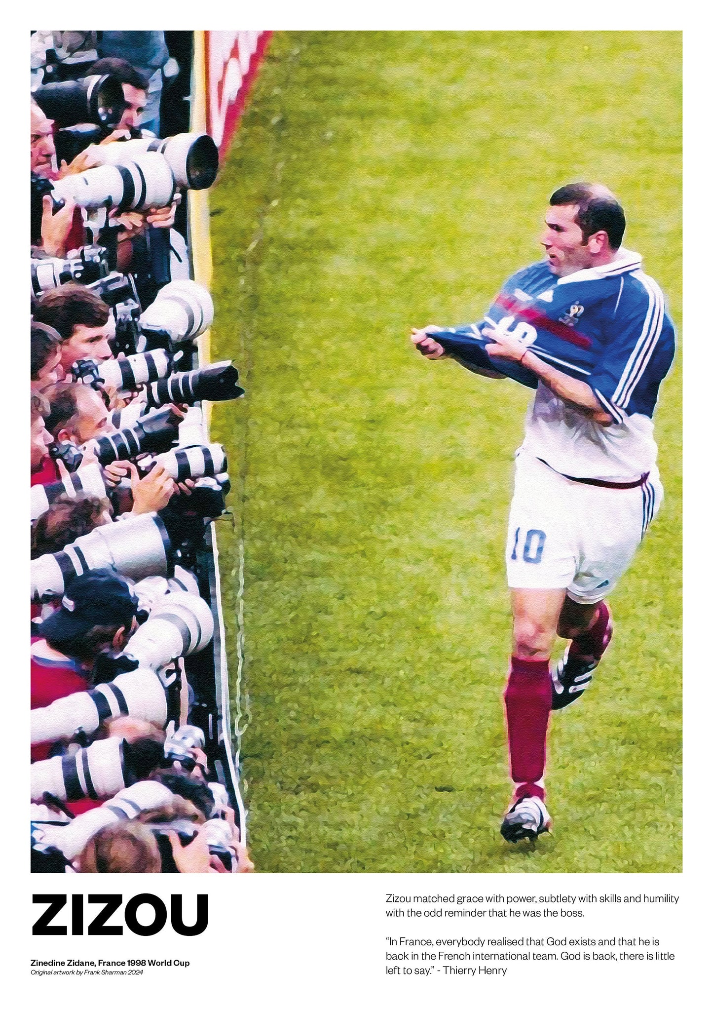 Zinedine Zidane France Zizou Real Madrid Football Poster Print World Cup Vintage Retro A5 A4 A3 print painting