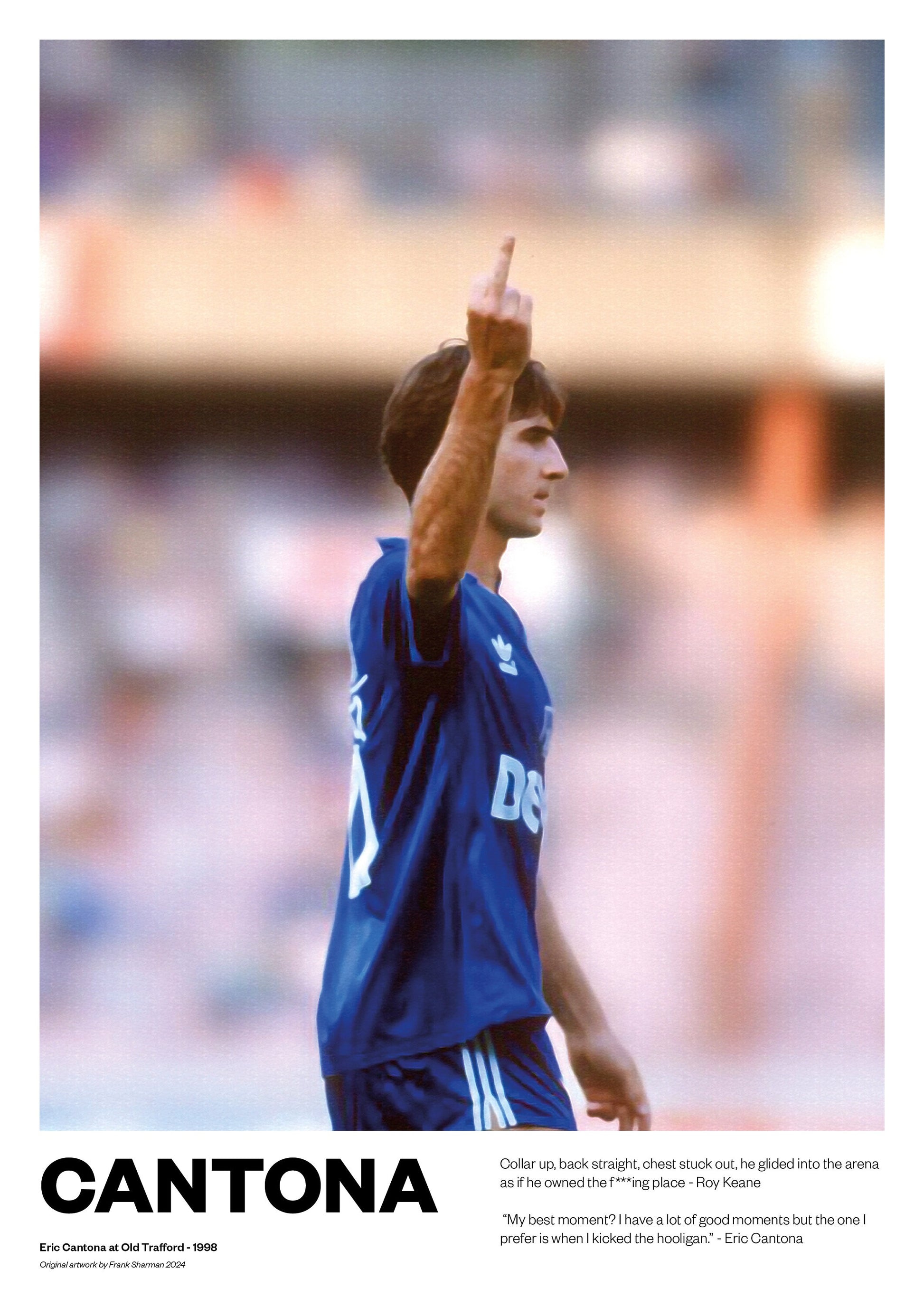 Eric Cantona France Manchester United MUFC Football Poster Print World Cup Vintage Retro A4 print painting Montpellier