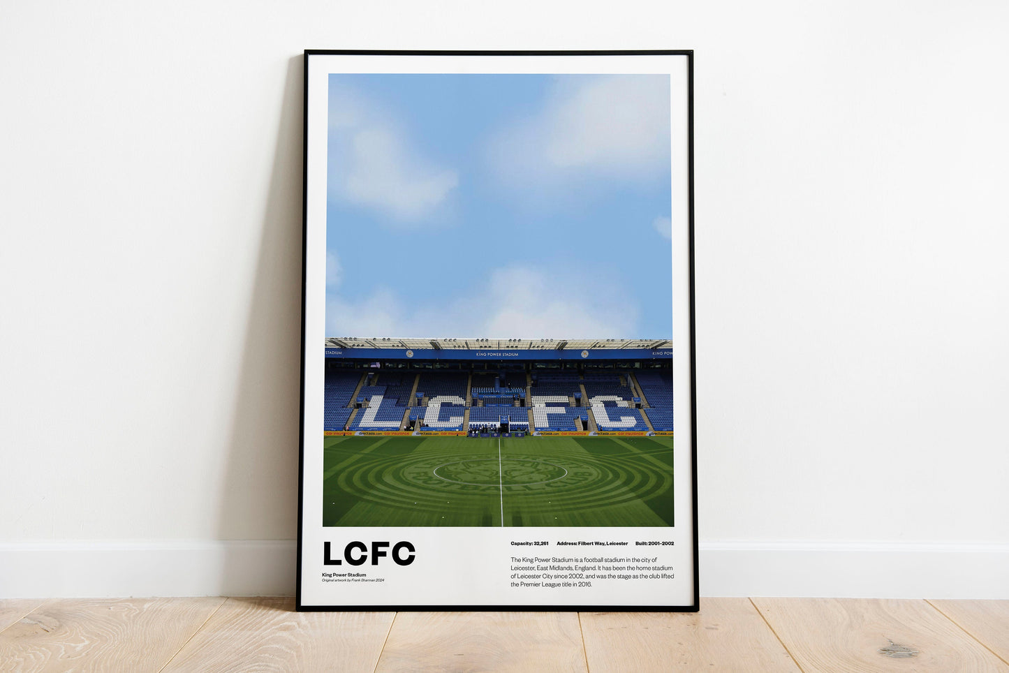 Leicester City Football Poster Print A4 A3 painting, Claudio Ranieri, premier league winners, Jamie Vardy lcfc King Power Stadium