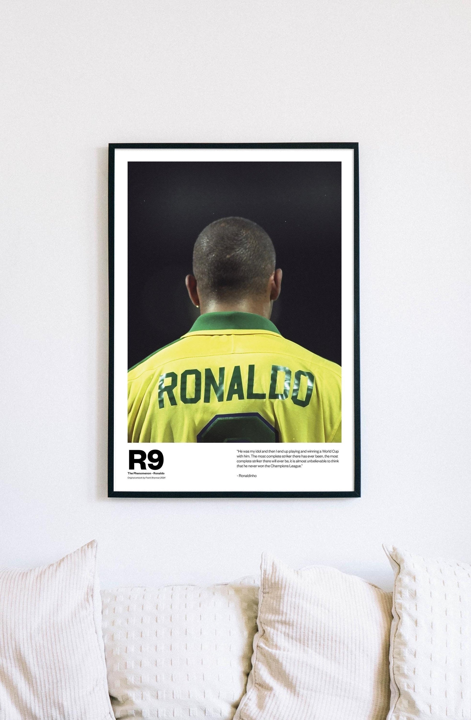 Ronaldo - R9 - Brazil - Brazilian - Football Poster Print World Cup Vintage Retro A4 A3 A5 print painting
