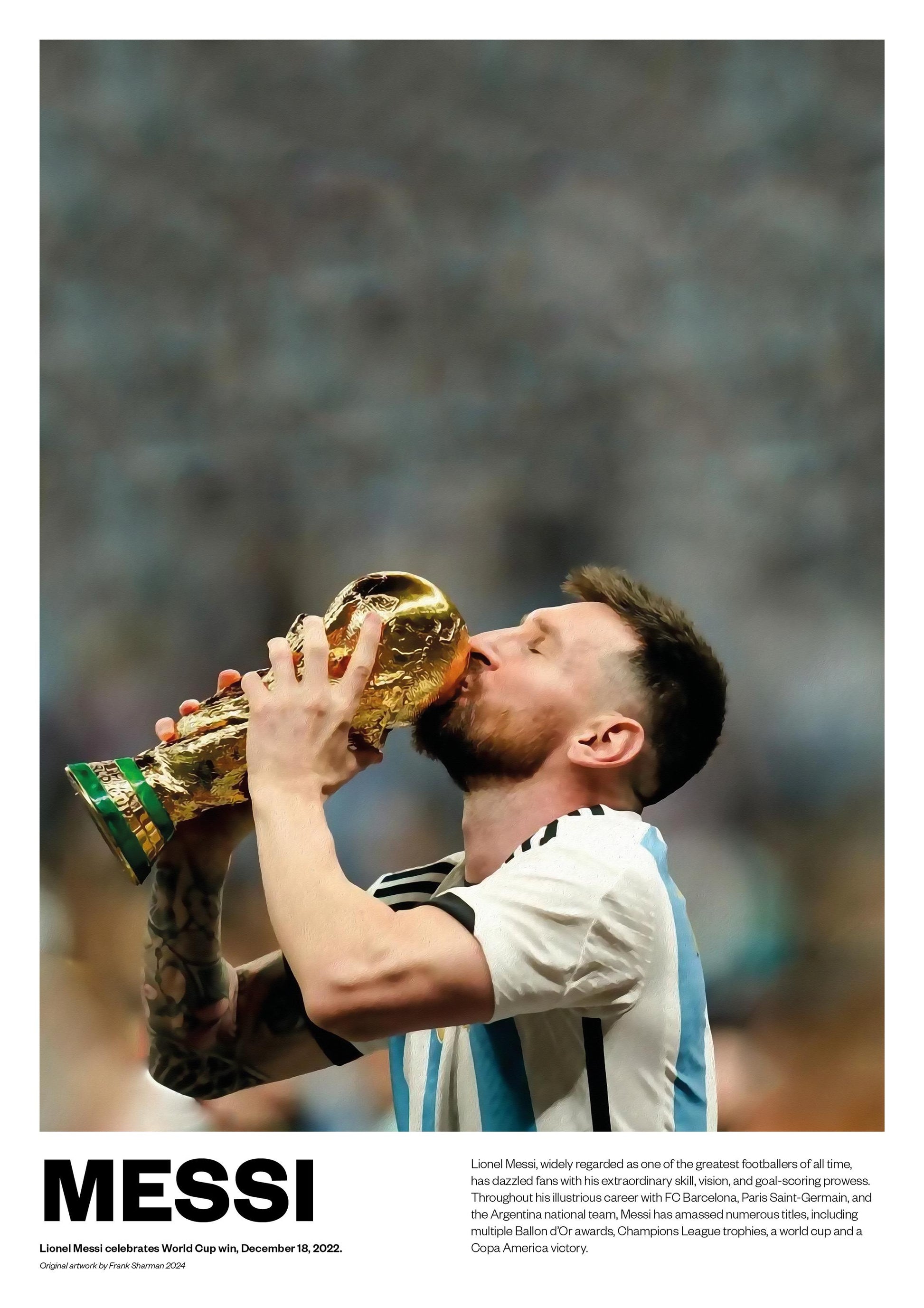 Lionel Messi - World Cup - Painting Vintage football memorabilia poster print retro Argentina national team A5 A4 A3 print painting
