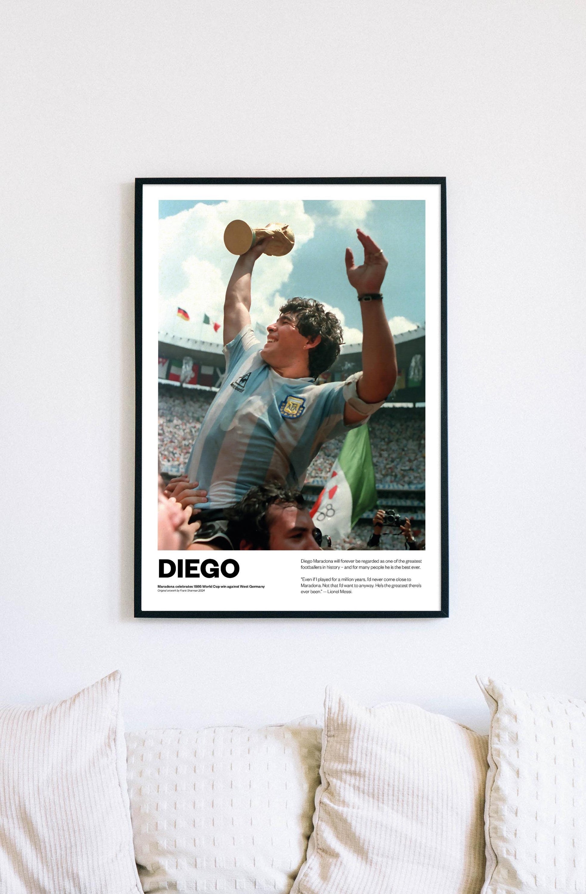 Diego Maradona | Football | Poster Print | Painting | World Cup | Argentina | Napoli | Boca Juniors | Vintage Retro A5 A4 A3 | Memorabilia