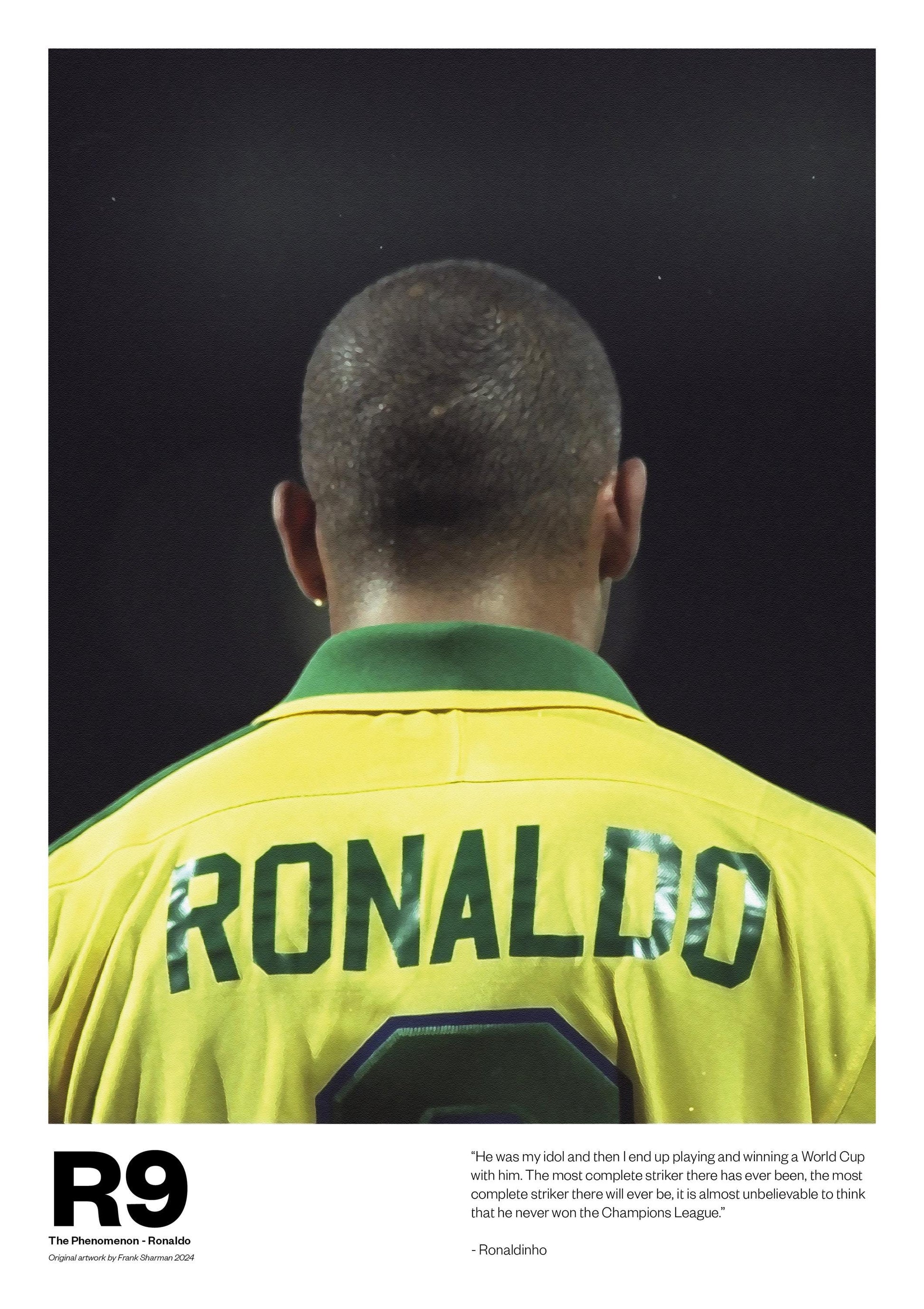 Ronaldo - R9 - Brazil - Brazilian - Football Poster Print World Cup Vintage Retro A4 A3 A5 print painting