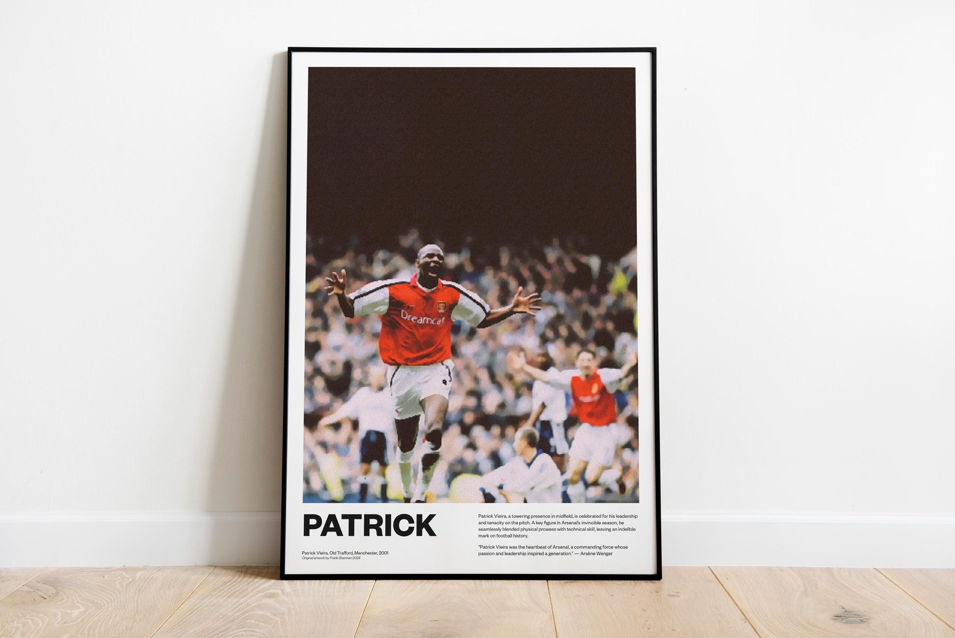 Patrick Vieira Arsenal Football Poster Print Vintage Retro A3 A4 print painting, invincibles, France AFC