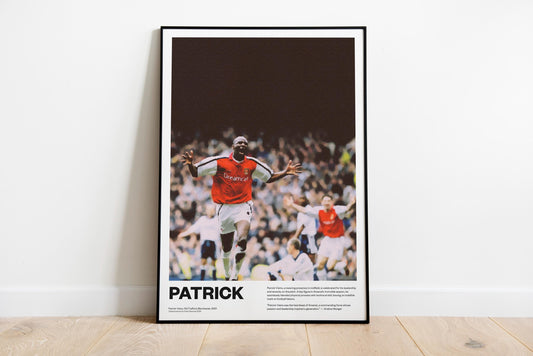 Patrick Vieira Arsenal Football Poster Print Vintage Retro A3 A4 print painting, invincibles, France AFC