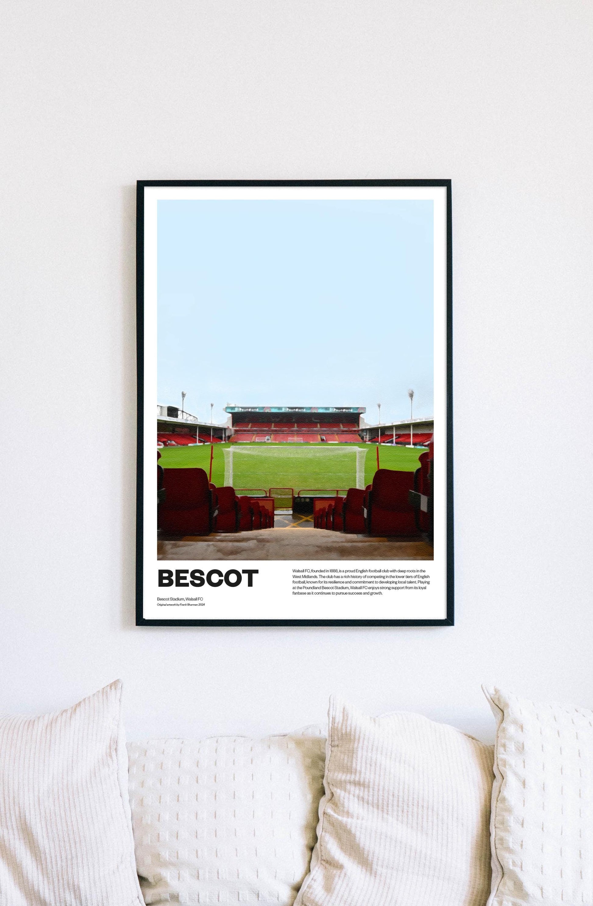 Walsall Bescot Stadium - Poster Print A4 A3 painting - Stadium ground - Mat Sadler - The Saddlers