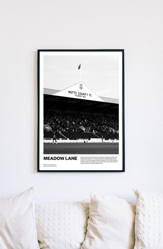 Notts County - Meadow Lane Stadium - Poster Print A4 A3 painting - Stadium ground - Magpies