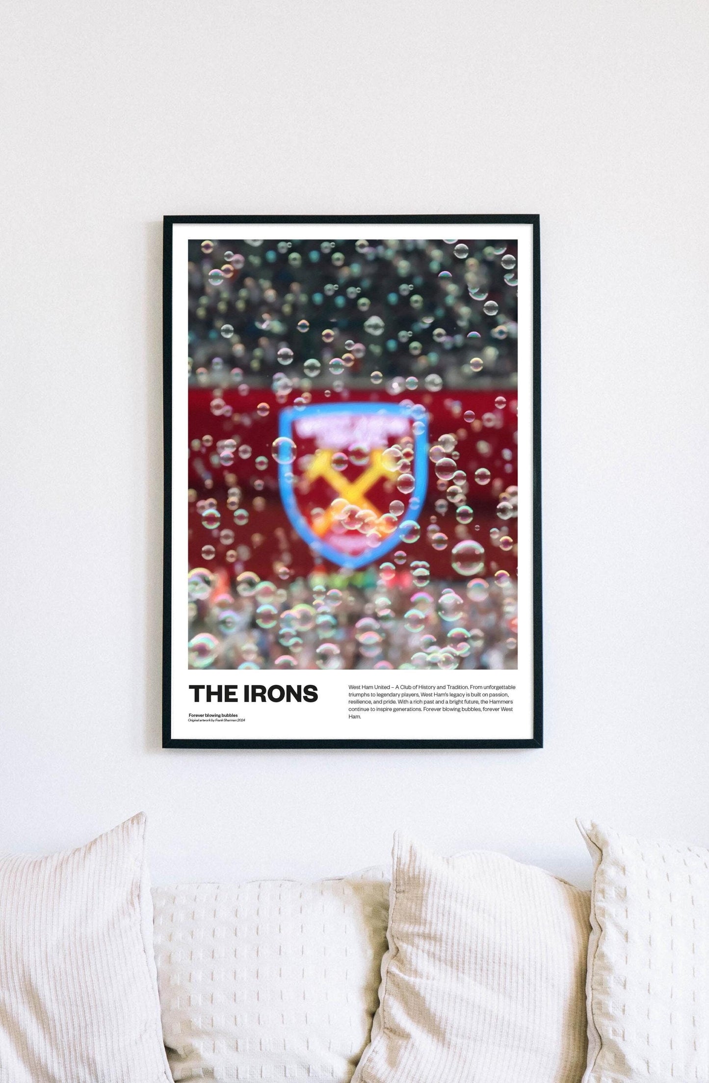 West Ham United | Poster Print A4 A3 painting, Upton Park, The Irons, The Hammers, Football, blowing bubbles, stadium