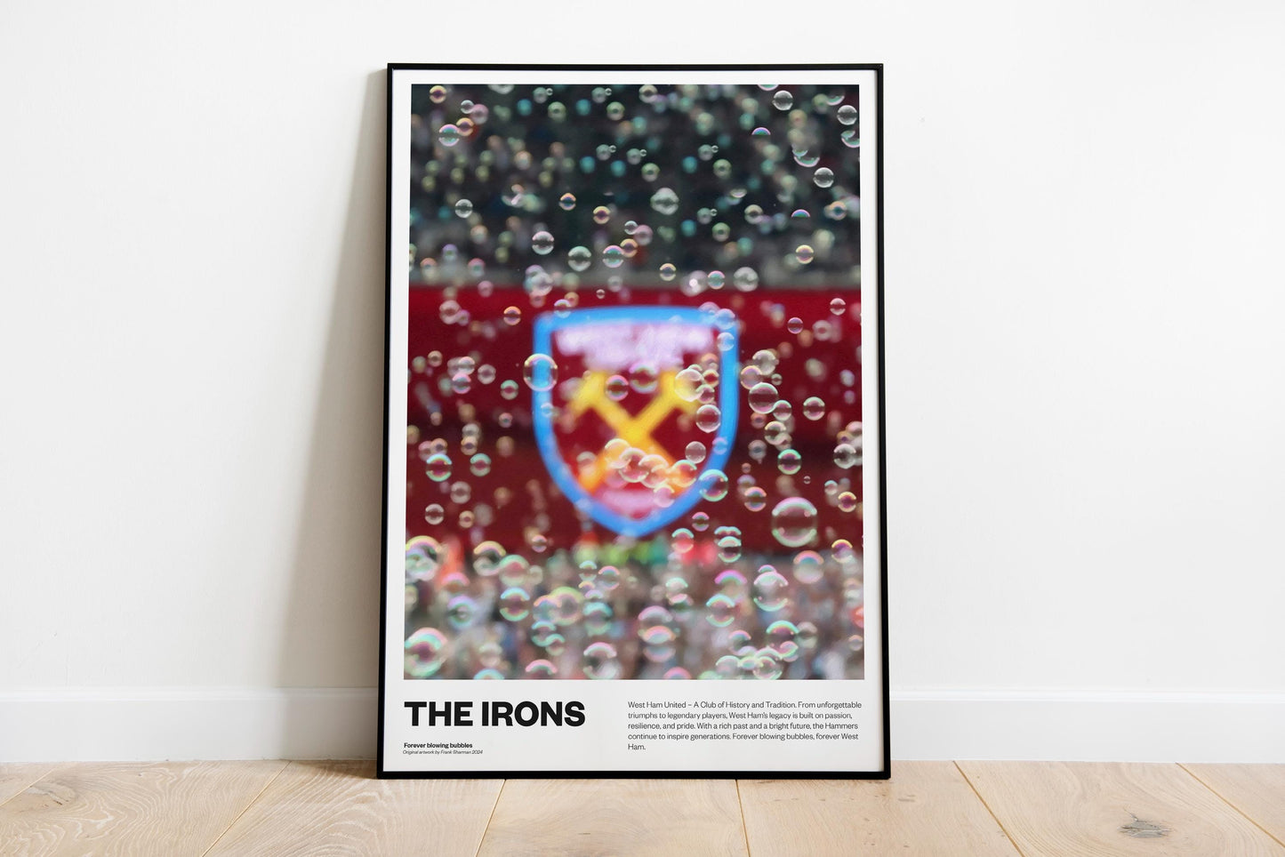 West Ham United | Poster Print A4 A3 painting, Upton Park, The Irons, The Hammers, Football, blowing bubbles, stadium