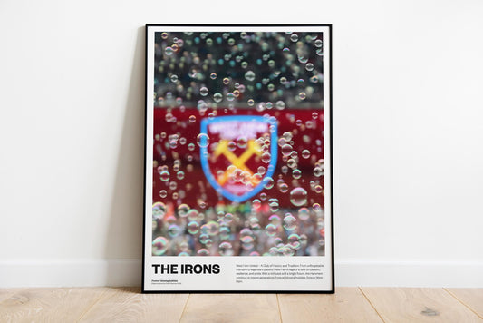 West Ham United | Poster Print A4 A3 painting, Upton Park, The Irons, The Hammers, Football, blowing bubbles, stadium