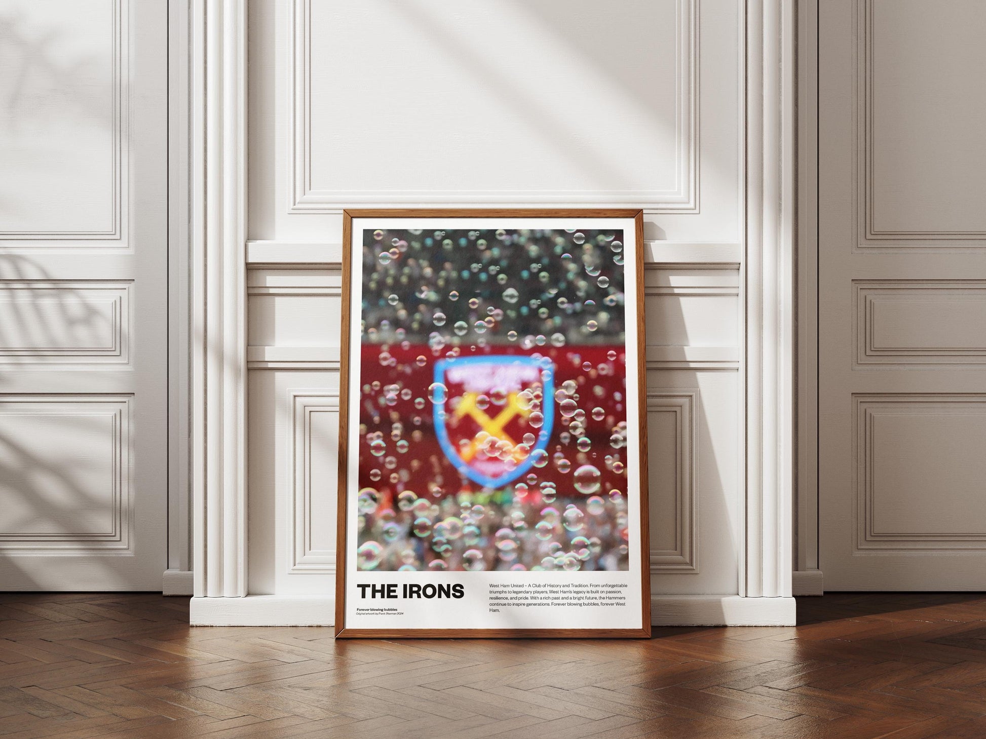 West Ham United | Poster Print A4 A3 painting, Upton Park, The Irons, The Hammers, Football, blowing bubbles, stadium