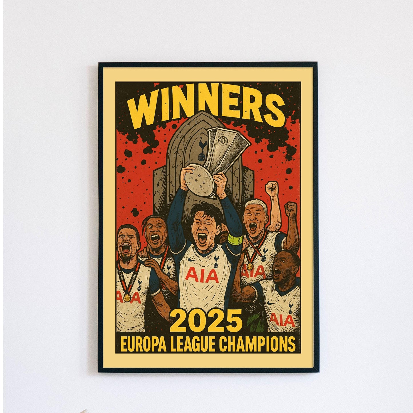 Tottenham Hotspur - Europa League winners - Comic style - MF DOOM STYLE - Stadium Poster Print A4 A3 painting, Spurs, son heung-min