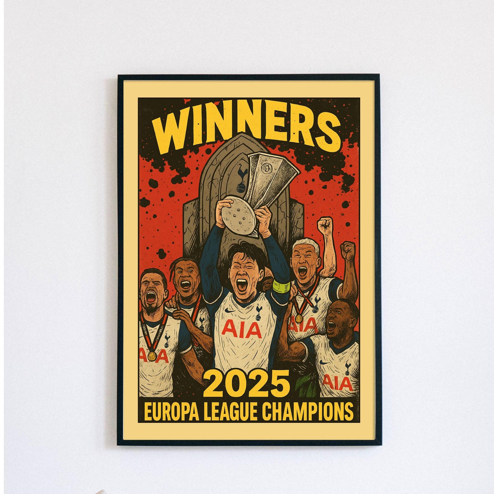 Tottenham Hotspur - Europa League winners - Comic style - MF DOOM STYLE - Stadium Poster Print A4 A3 painting, Spurs, son heung-min