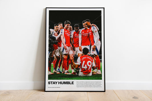 Myles Lewis Skelly - Bukayo Saka Arsenal Football Poster Print Vintage Retro A4 A4 print painting - stay humble eh? AFC