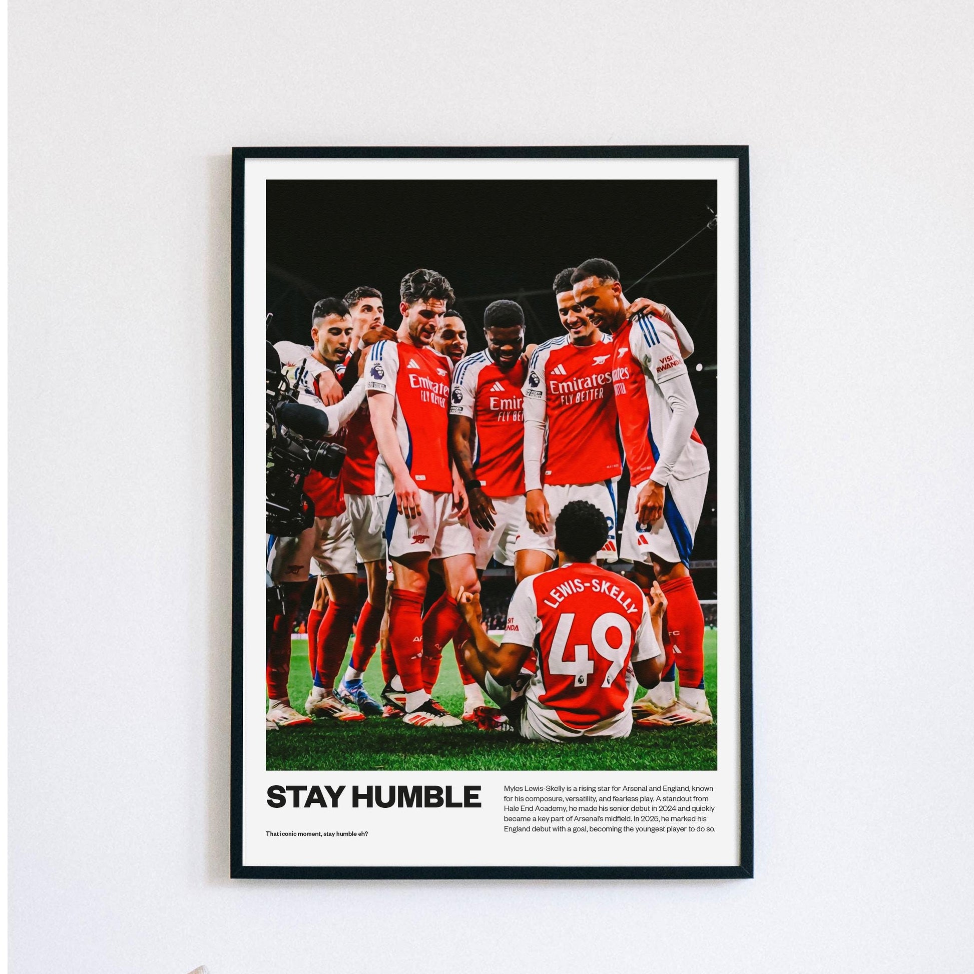 Myles Lewis Skelly - Bukayo Saka Arsenal Football Poster Print Vintage Retro A4 A4 print painting - stay humble eh? AFC