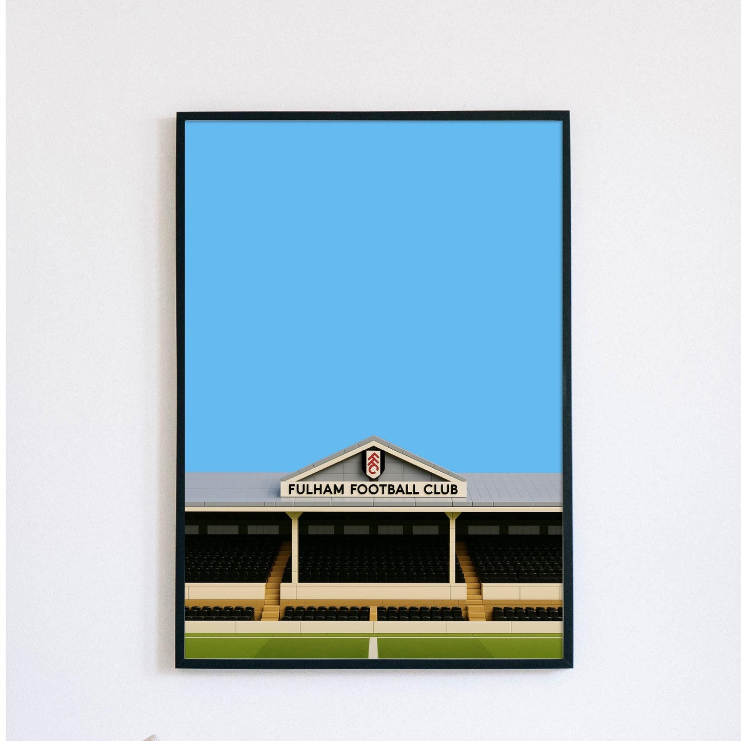 Fulham Lego style - Craven Cottage Stadium Poster Print A4 A3 painting, FFC, Emile Smith Rowe, ground