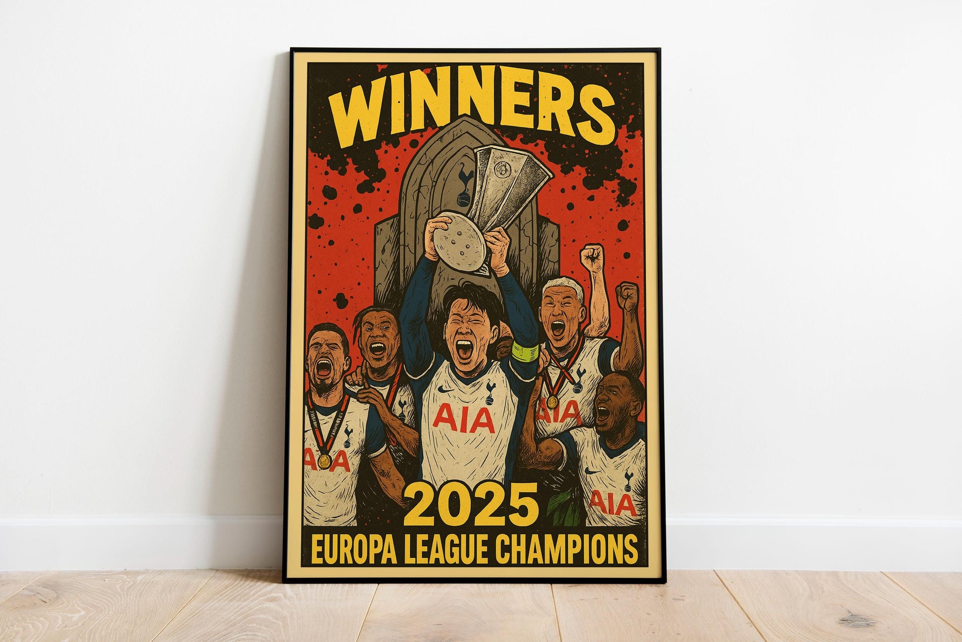 Tottenham Hotspur - Europa League winners - Comic style - MF DOOM STYLE - Stadium Poster Print A4 A3 painting, Spurs, son heung-min
