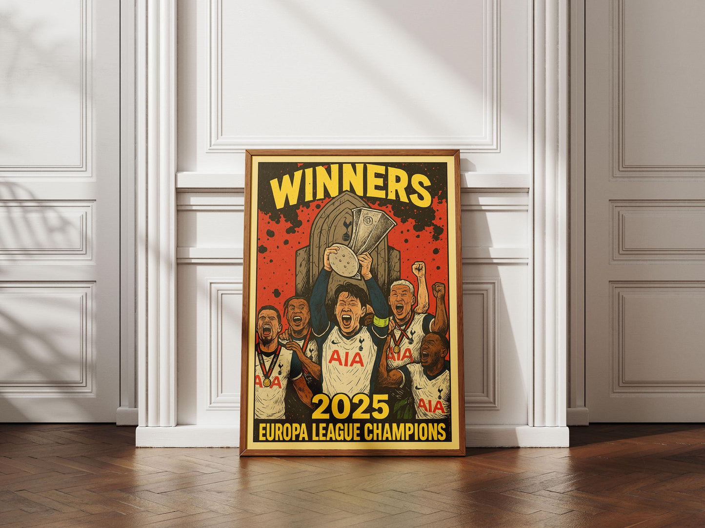 Tottenham Hotspur - Europa League winners - Comic style - MF DOOM STYLE - Stadium Poster Print A4 A3 painting, Spurs, son heung-min