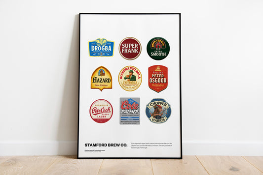 Chelsea legends beer mat football Poster Print Vintage Retro A4 A3 England - The Blues - Stamford Bridge - Cole Palmer - Frank Lampard