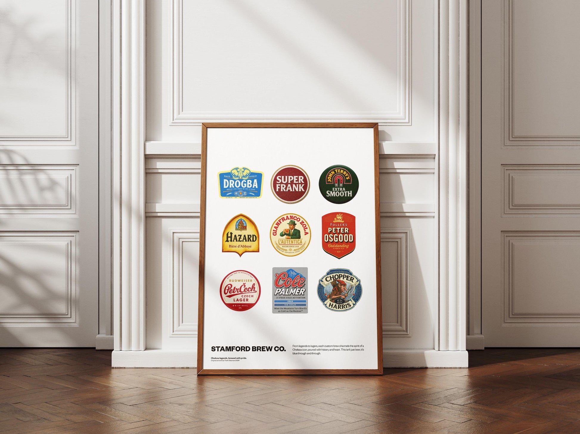 Chelsea legends beer mat football Poster Print Vintage Retro A4 A3 England - The Blues - Stamford Bridge - Cole Palmer - Frank Lampard