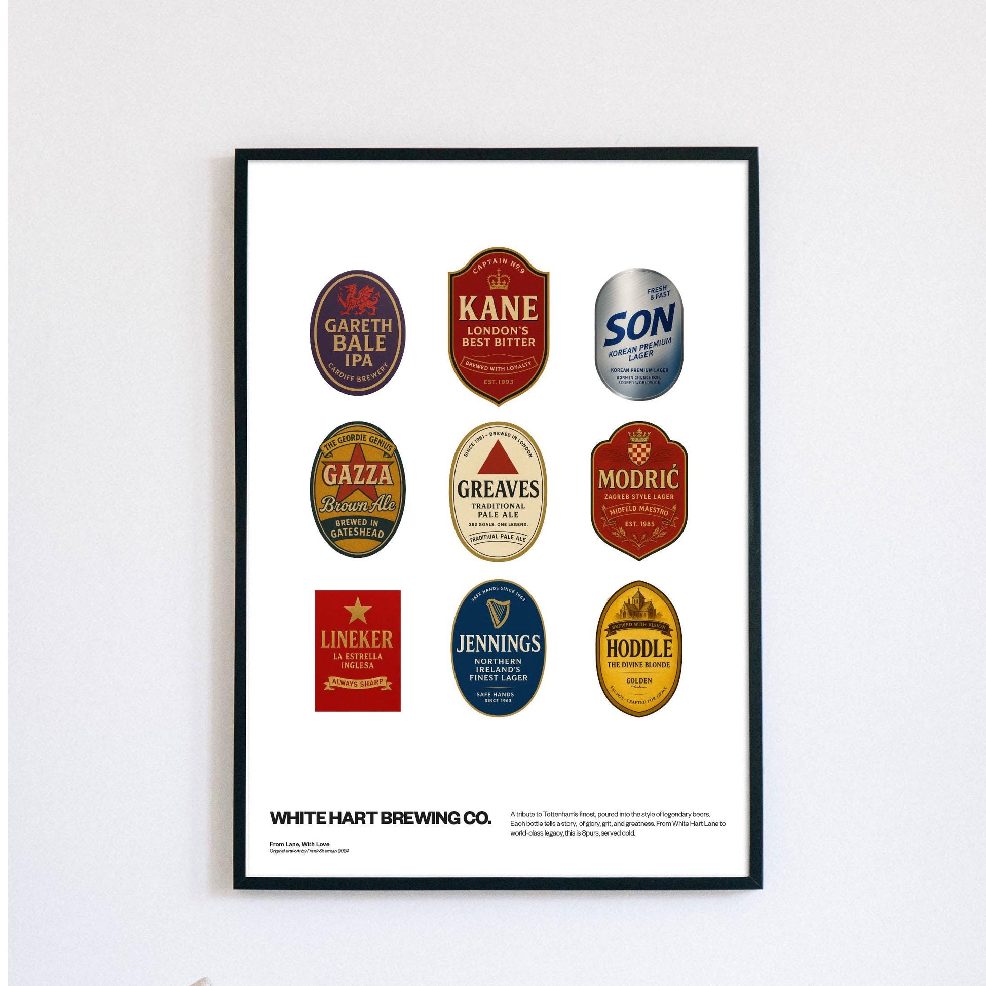 Tottenham Hotspur Legends beer mat poster White Hart Lane - Stadium Poster Print A4 A3 painting, ground, Spurs